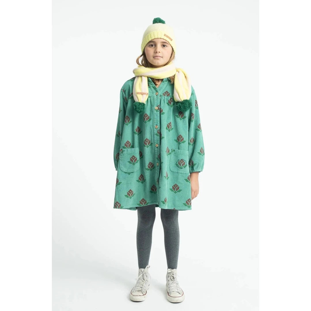 Piu Piu Short Dress Green With Big Flowers image 1