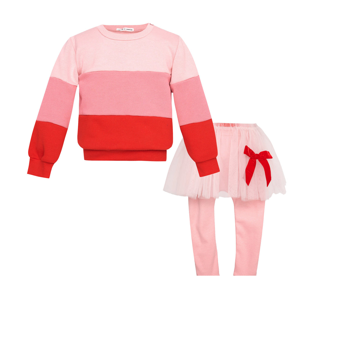 TC RASPBERRY PUFF SET WITH TOP, LEGGINGS & TUTU SKIRT BABY