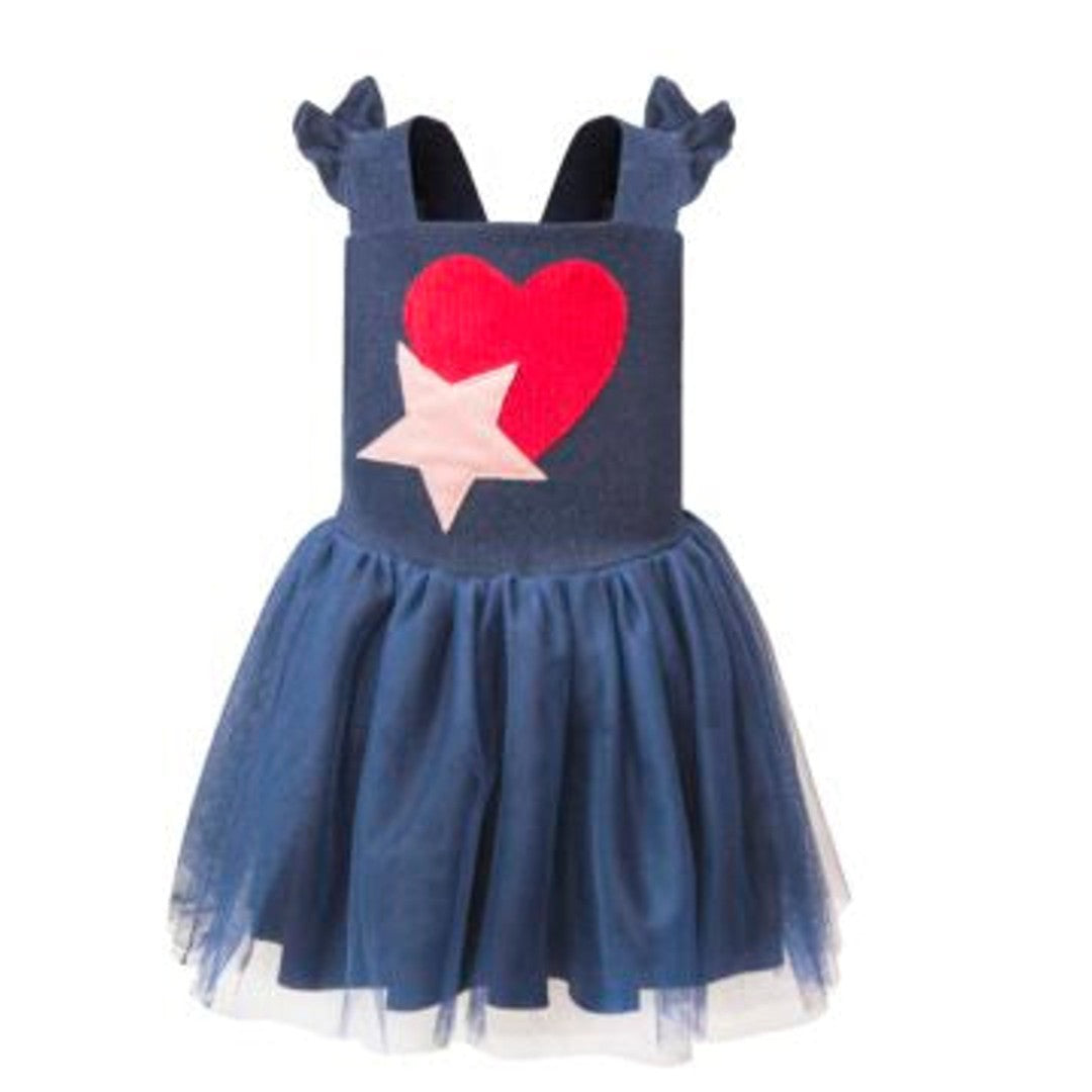 TC GALACTIC HEARTS DENIM TUTU DUNGAREES BABY image 1
