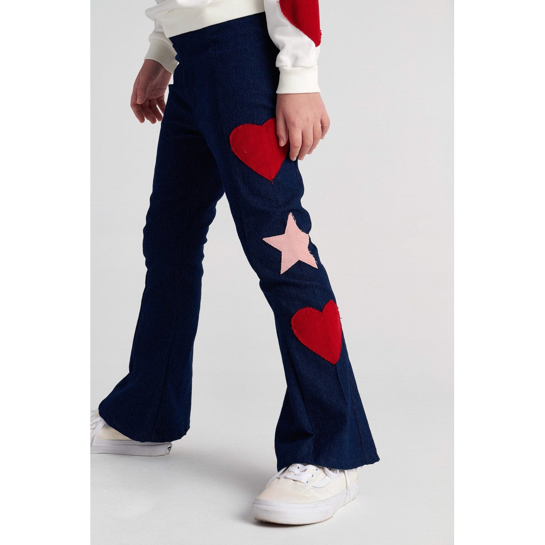 TC GALACTIC HEARTS EMBROIDERED DENIM FLARE PANTS KID