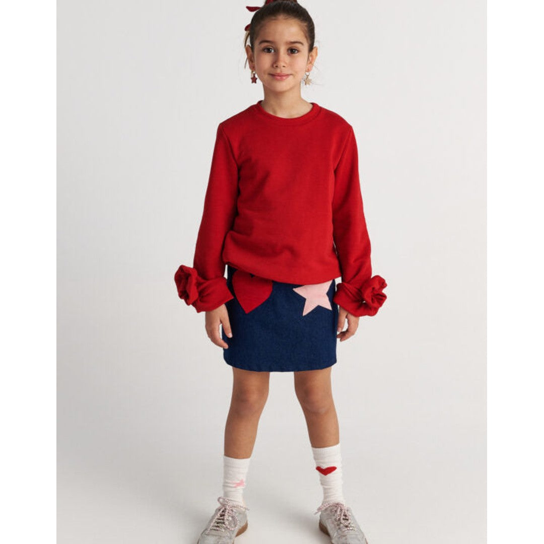 TC GALACTIC HEARTS EMBROIDERED DENIM SKIRT KID image 1