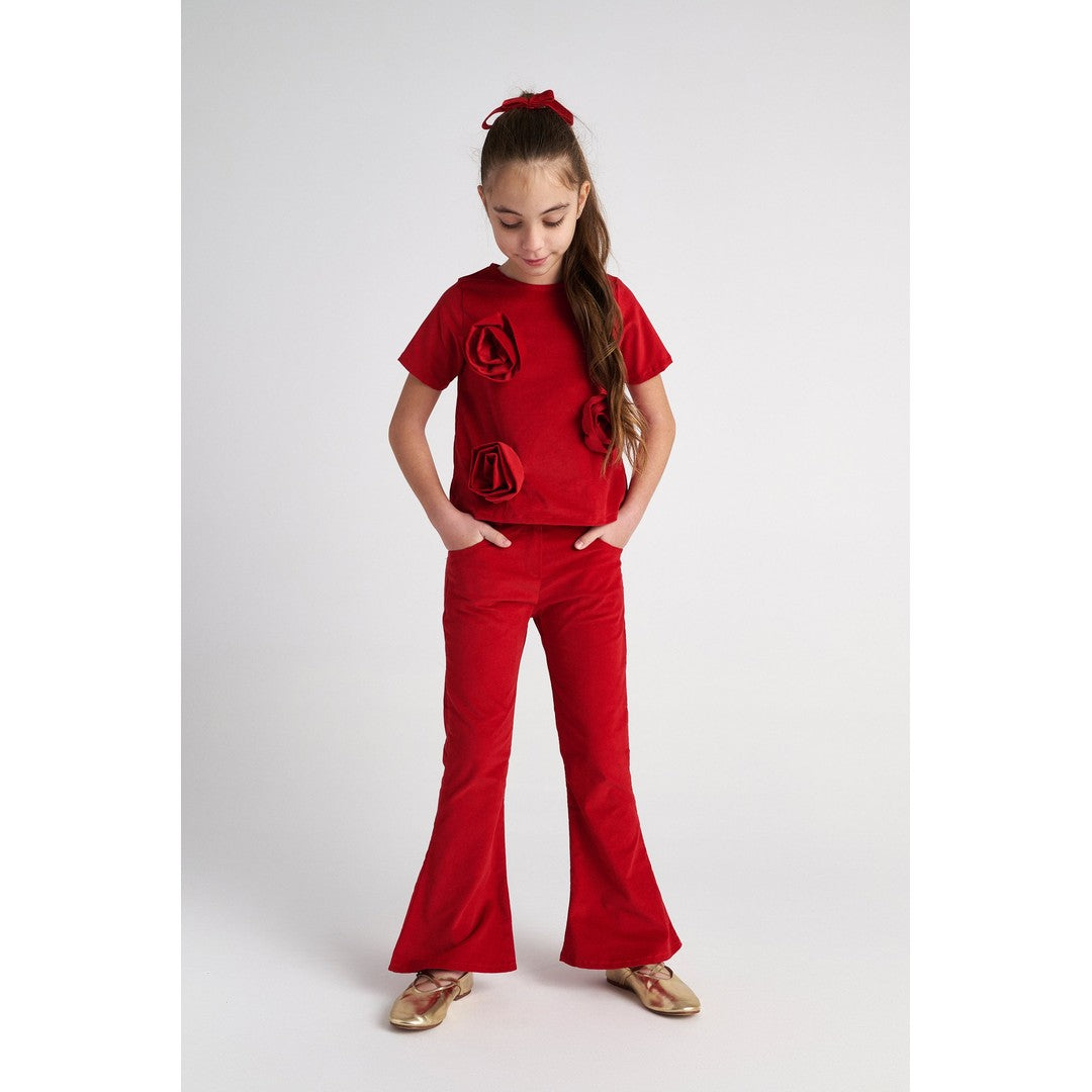TC RUBY SET WITH ROSES TOP & FLARE PANTS KID image 1