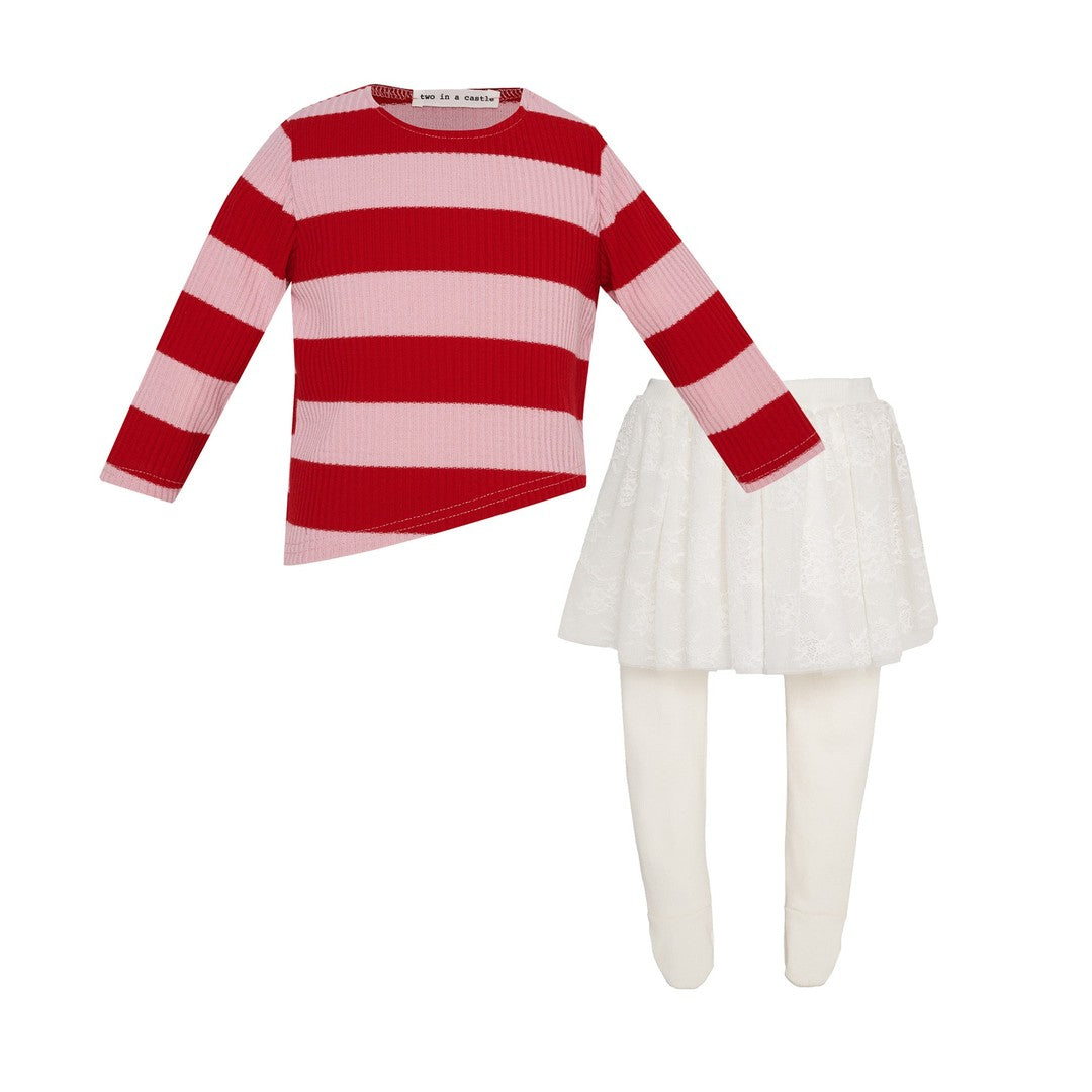 TC CANDY SET WITH STRIPED TOP & TUTU LEGGINGS NB