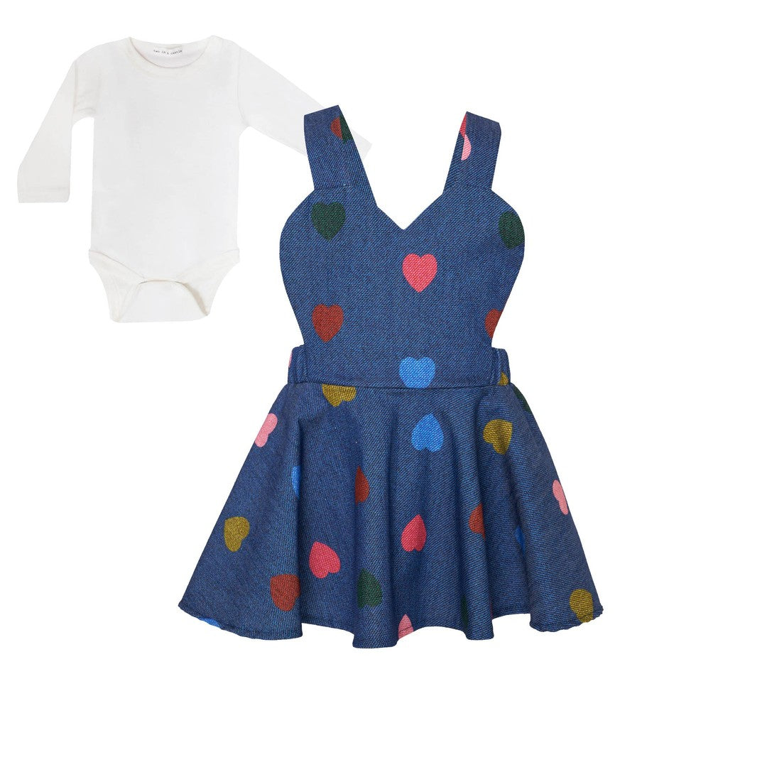 TC HEART CONFETTI SET WITH B HEARTS SHAPE DUNGAREES & BODY BABY image 1