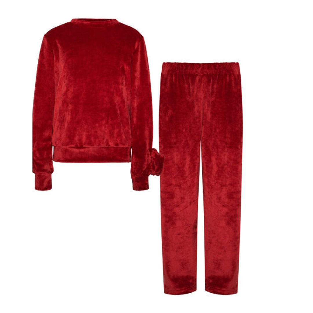TC CRIMSON VELVET SET WITH FLOWER TOP & PANTS KID image 1