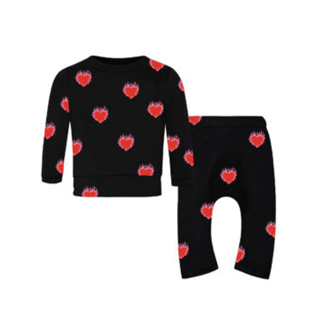 TC FLAMING HEARTS ALLOVER SET WITH TOP & SLOUCHY PANTS BABY image 1