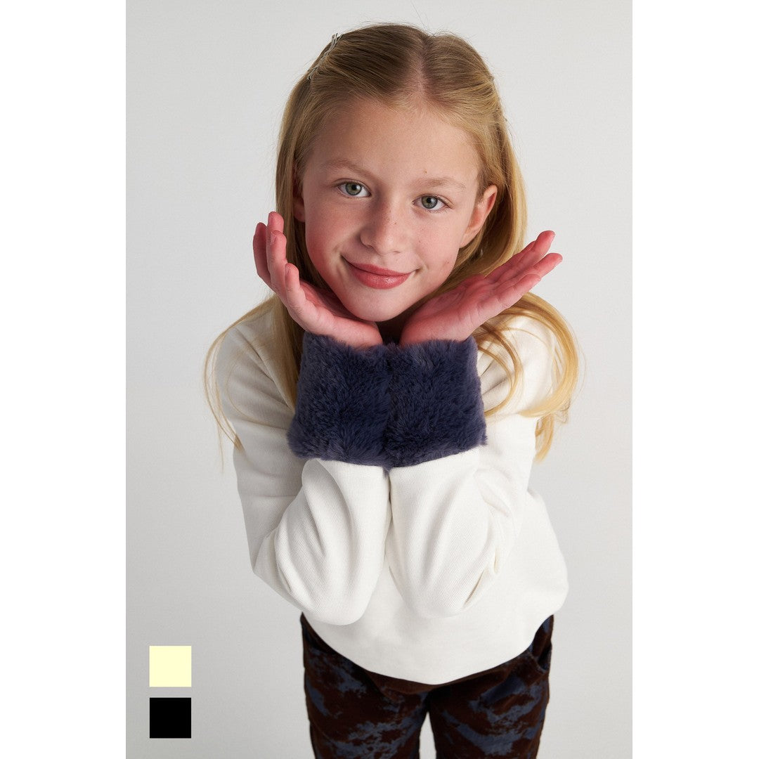 TC COWGIRL FAUX FUR SLEEVES TOP KID OFF WHITE