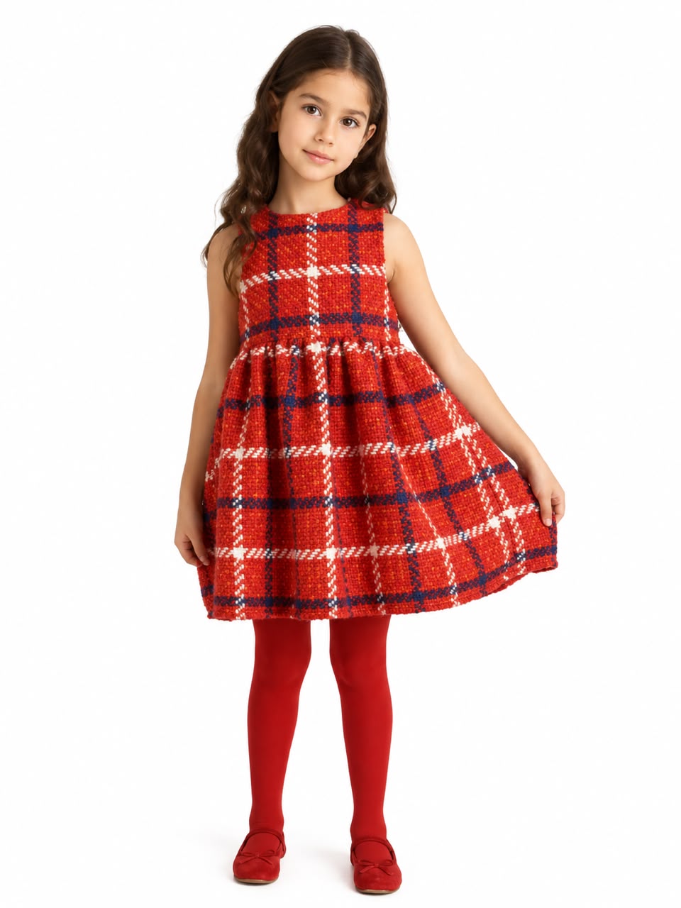 TC LADY IN RED TWEED CAKE DRESS