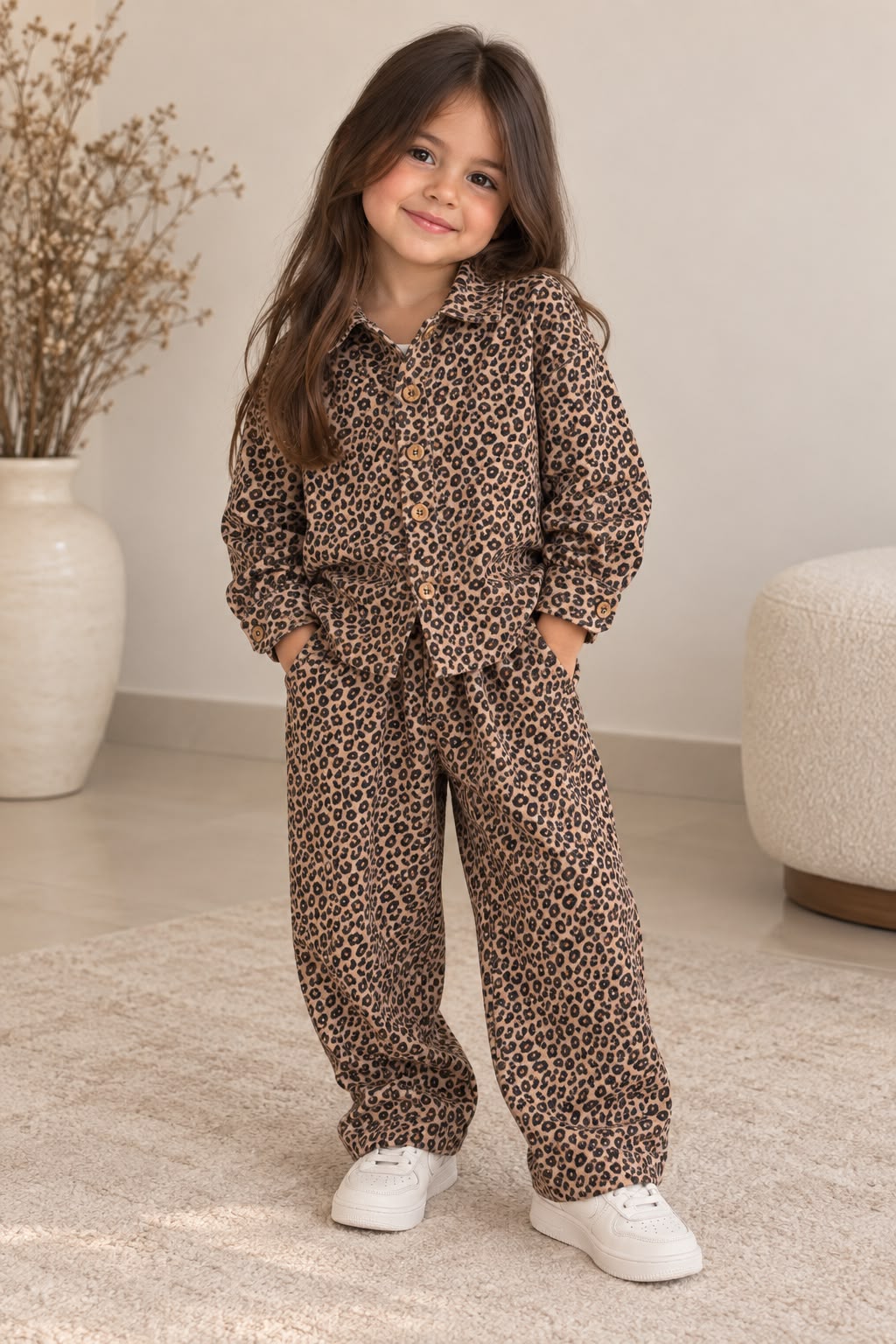 Piu Piu Unisex Trousers Brown With Animal Print
