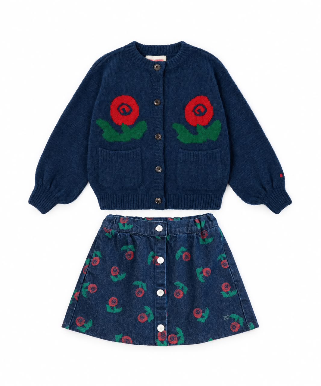 BOBO CHOSES Stamp Bloom all over denim skirt