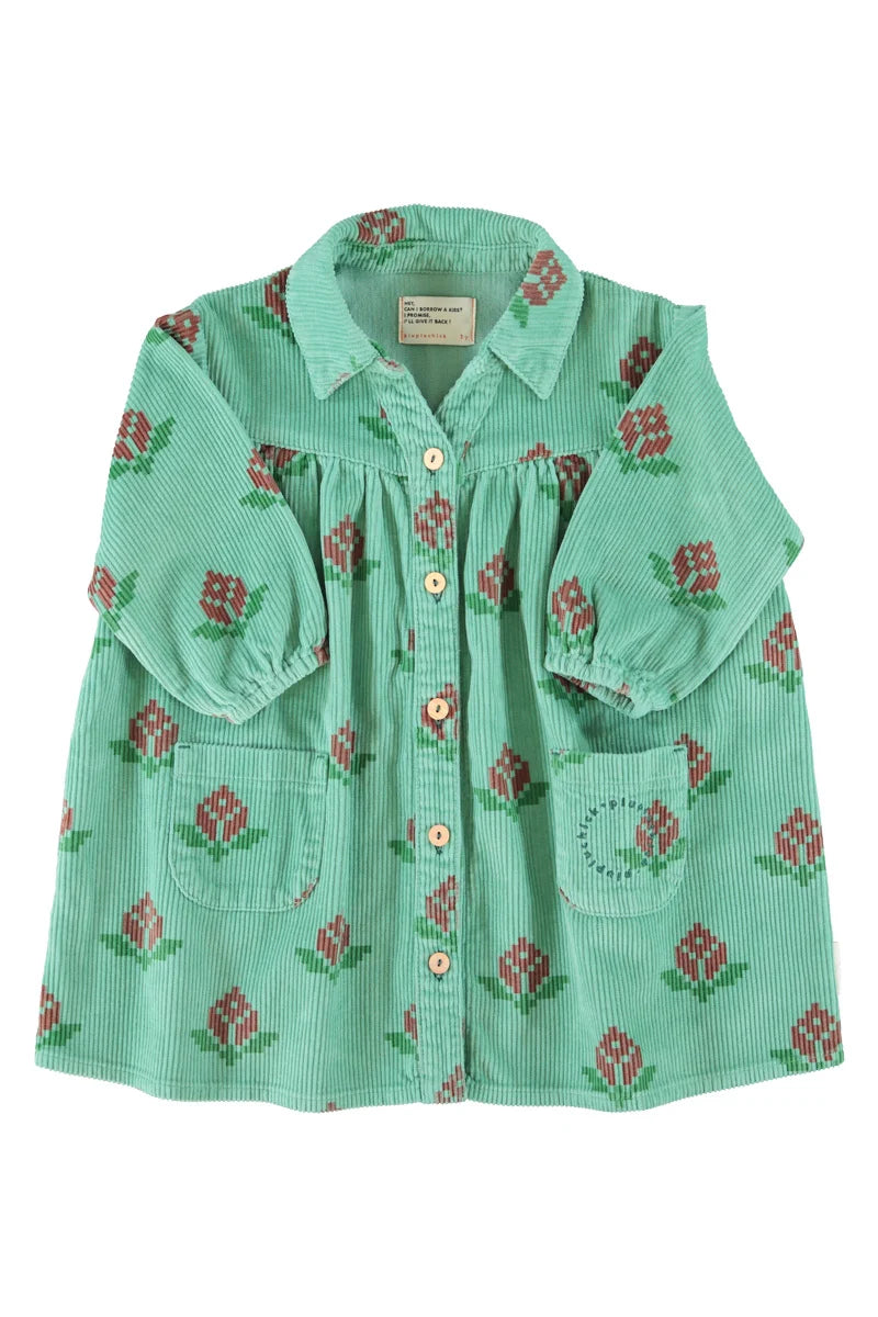 Piu Piu Short Dress Green With Big Flowers