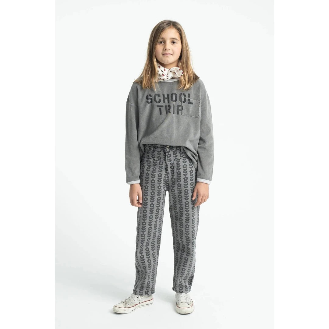 Piu Piu Mom Fit Trousers Grey With Black Flowers image 1