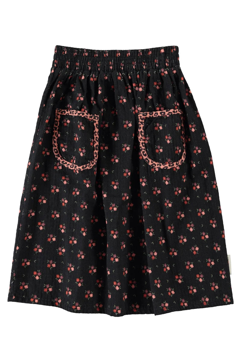 Piu Piu Long Skirt Black With Flowers