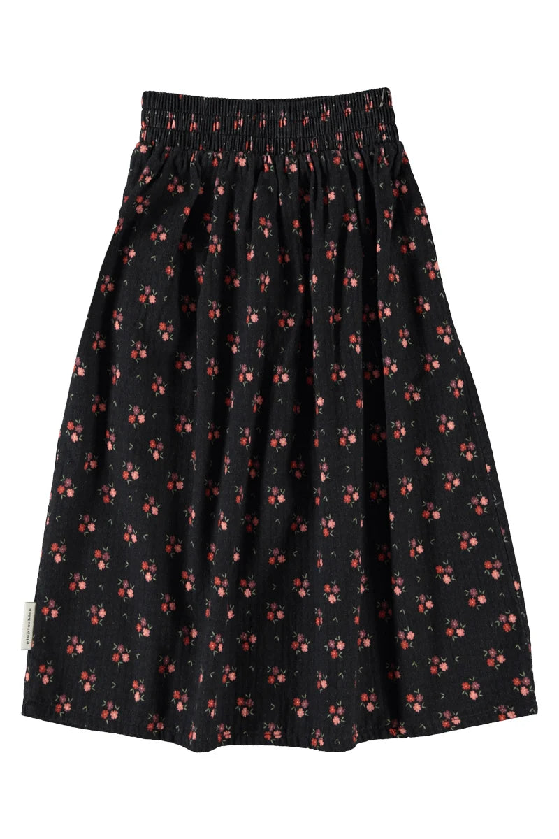 Piu Piu Long Skirt Black With Flowers