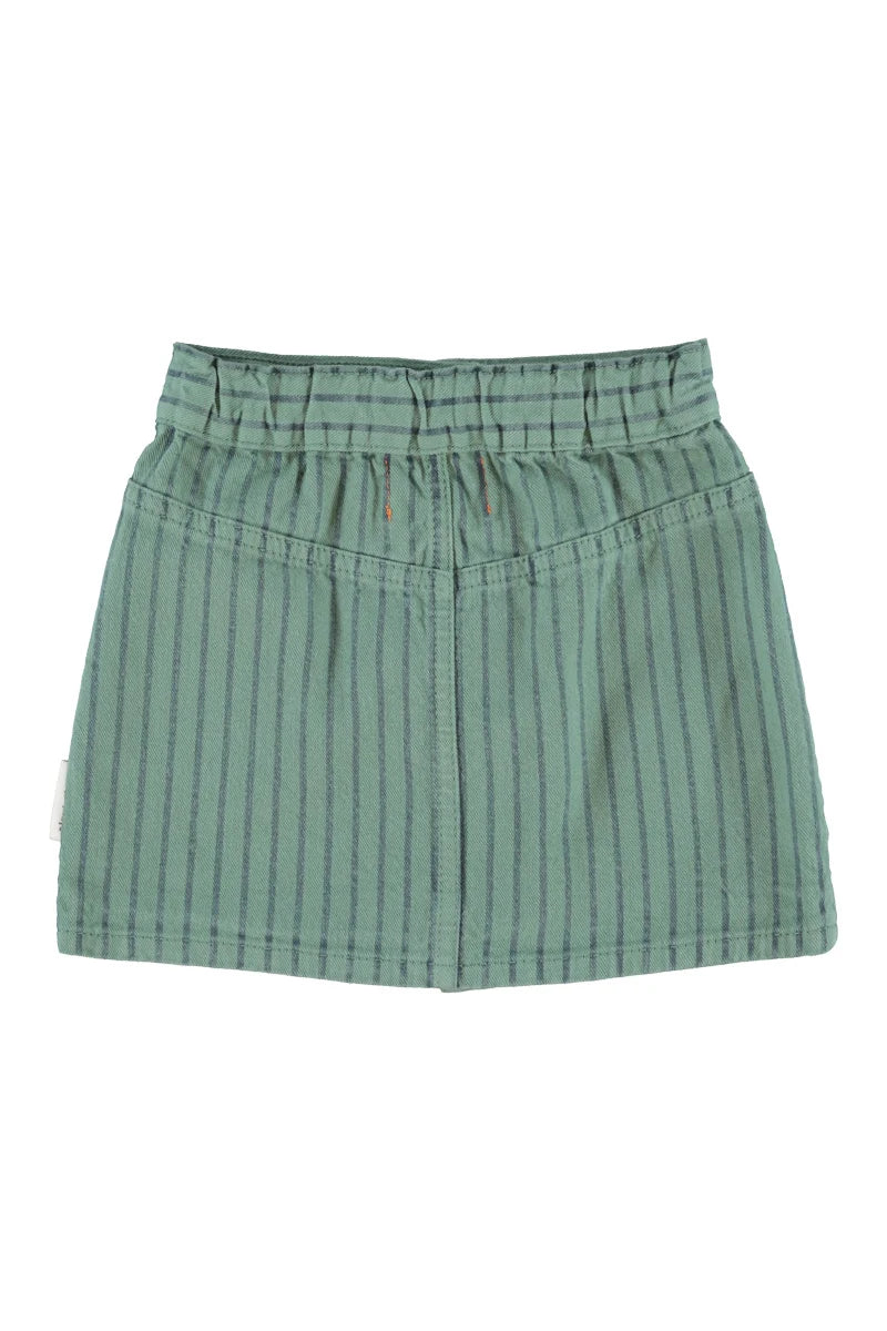 PIU PIU CHICK SHORT SKIRT GREEN WITH BLACK STRIPES