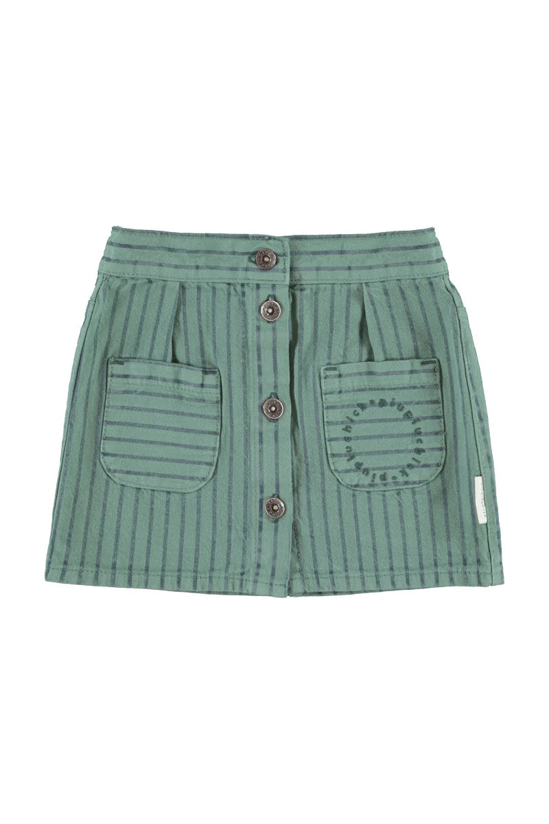 PIU PIU CHICK SHORT SKIRT GREEN WITH BLACK STRIPES