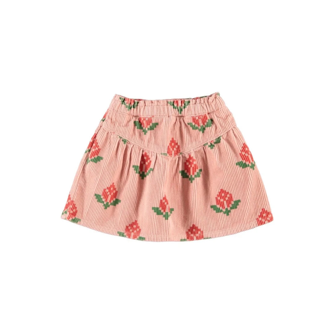 Piu piu Short Skirt Pink With Big Flowers
