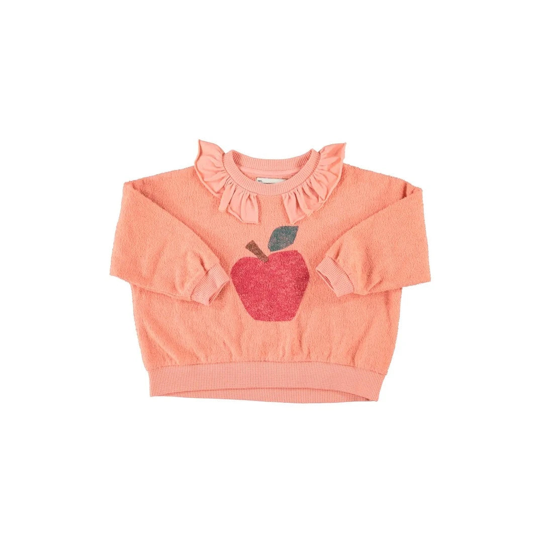 Piu Piu Sweatshirt With Collar Pink With Apple Print