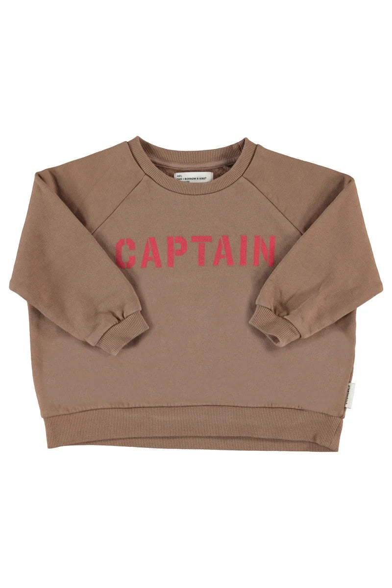Piu Piu Sweatshirt Brown With Captain Print