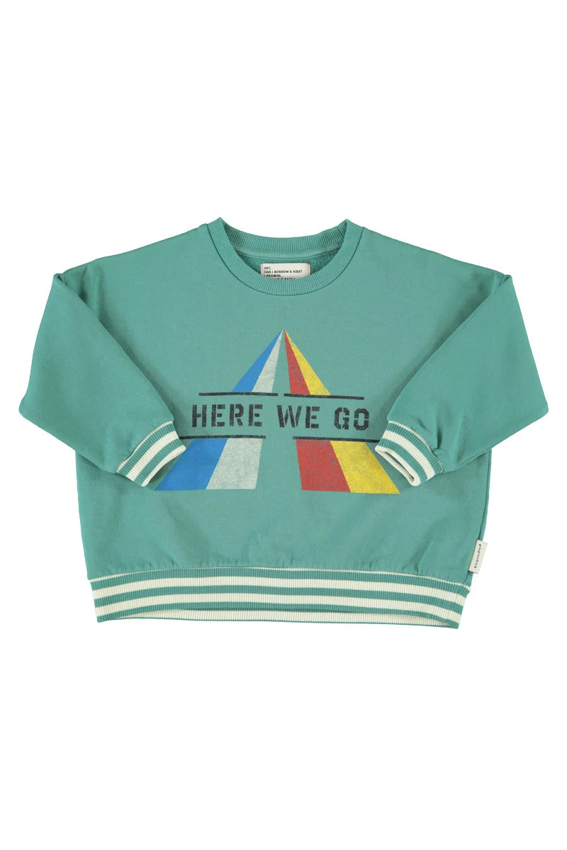 Piu Piu Sweatshirt Green With Here We Go Print