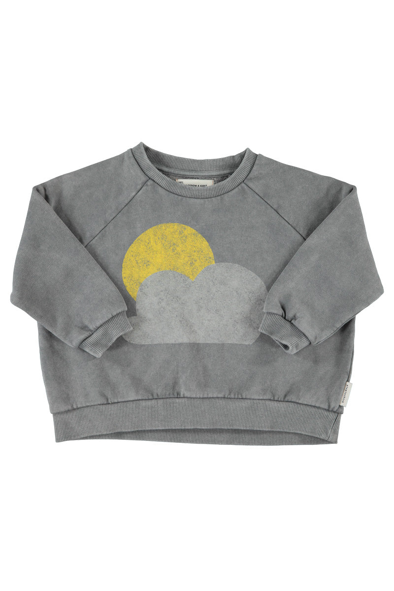 Piu Piu Sweatshirt Grey With Sun & Cloud Print