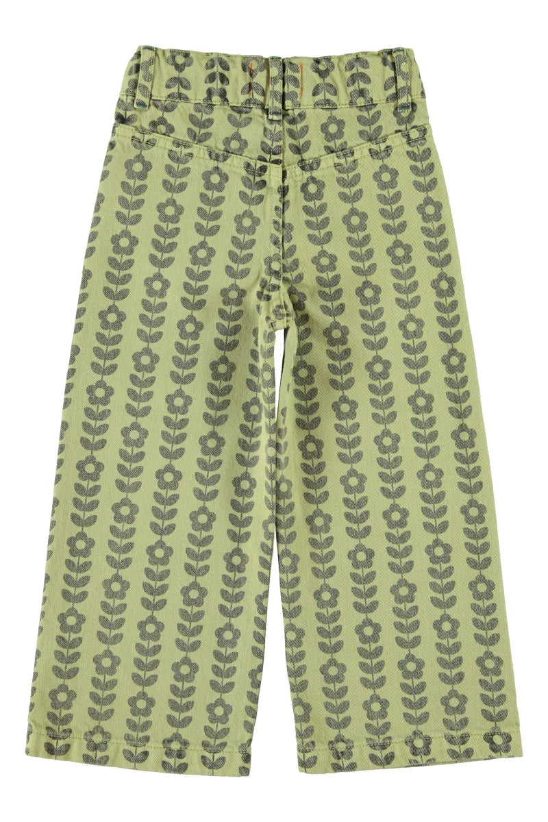 Piu Piu Flare Trousers Green With Black Flowers