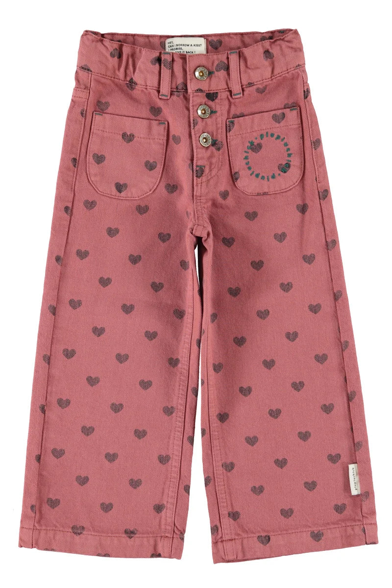 Piu Piu Flare Trousers Pink With Black Hearts Pink Black