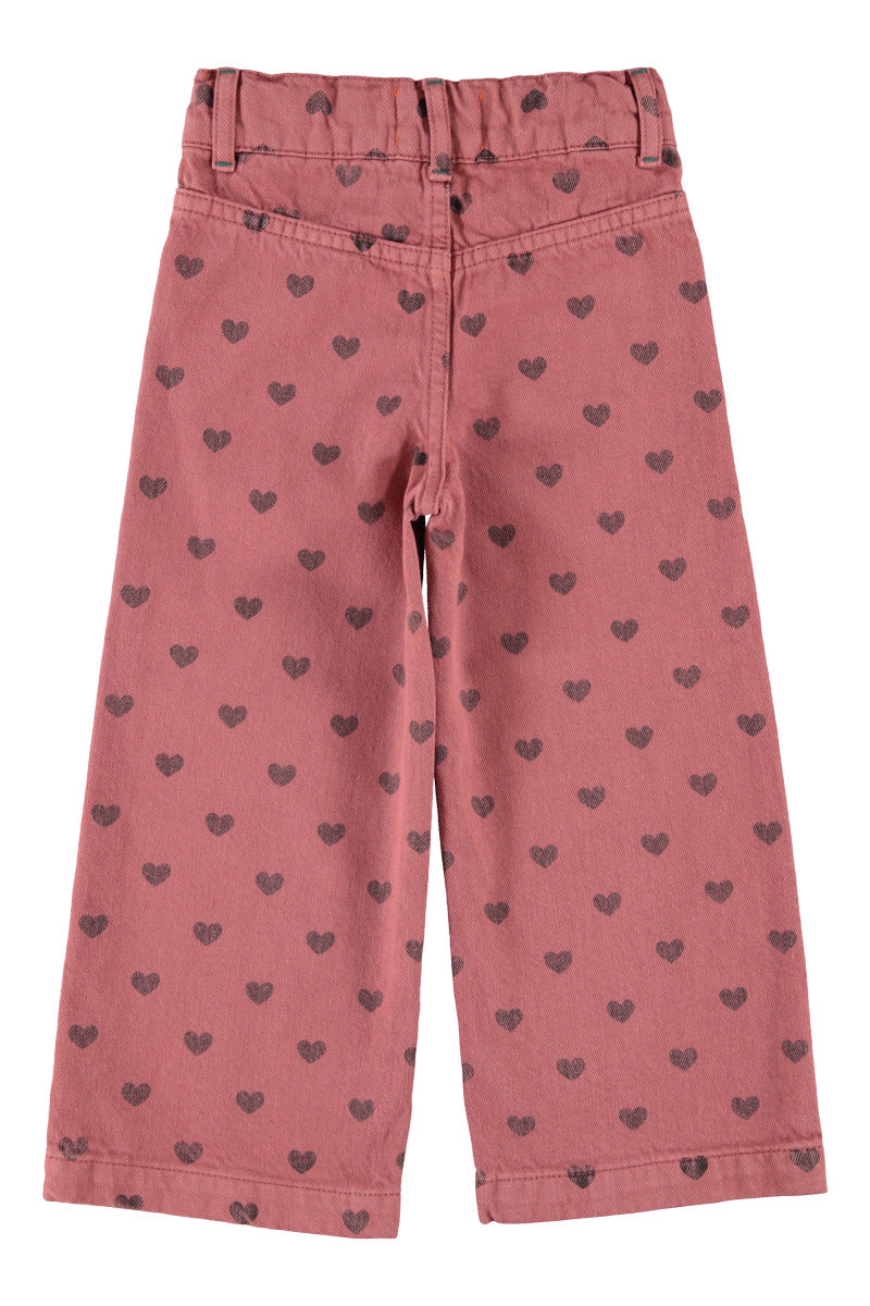 Piu Piu Flare Trousers Pink With Black Hearts Pink Black
