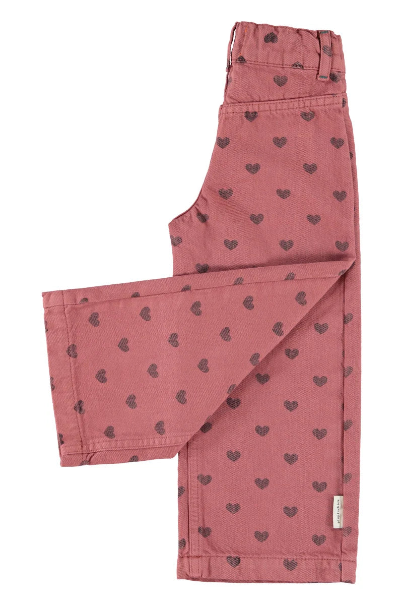 Piu Piu Flare Trousers Pink With Black Hearts Pink Black